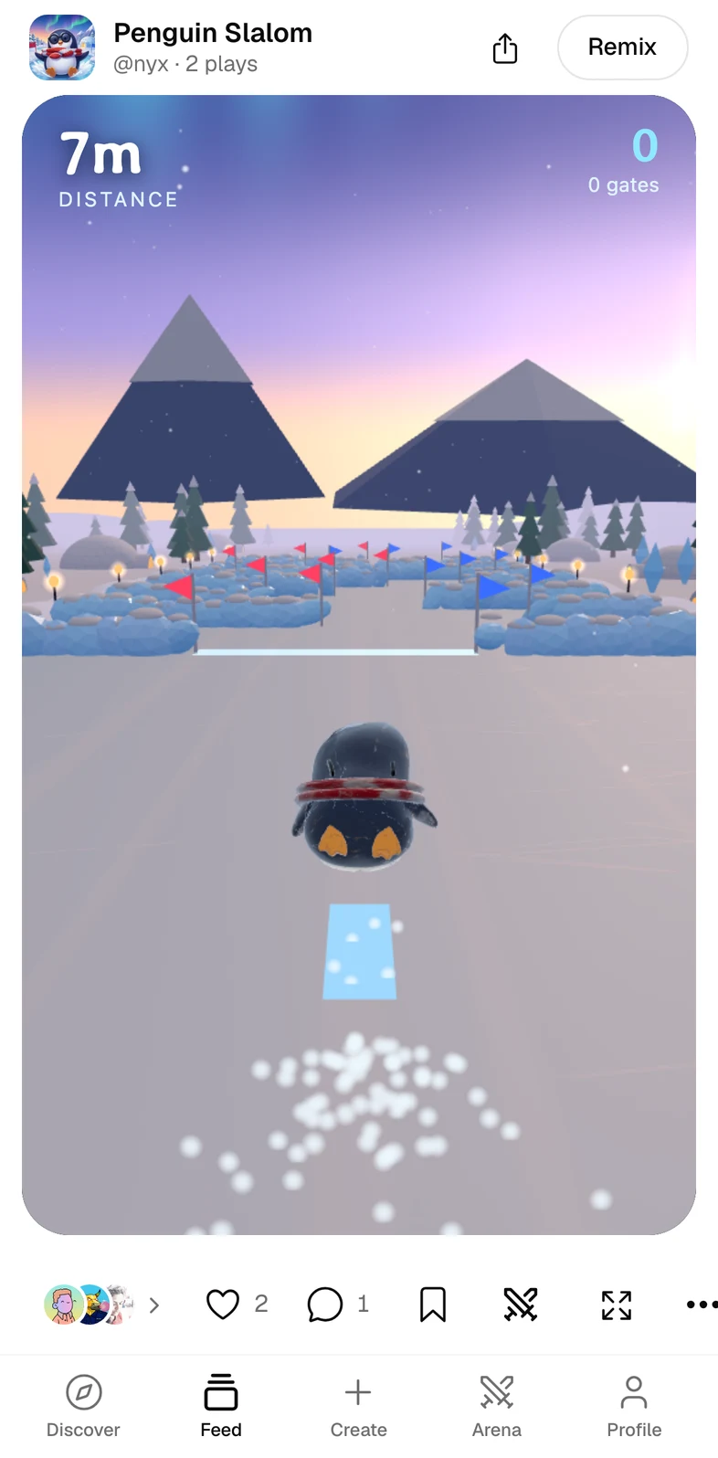 Playing Penguin Slalom in the BeyondPlay feed